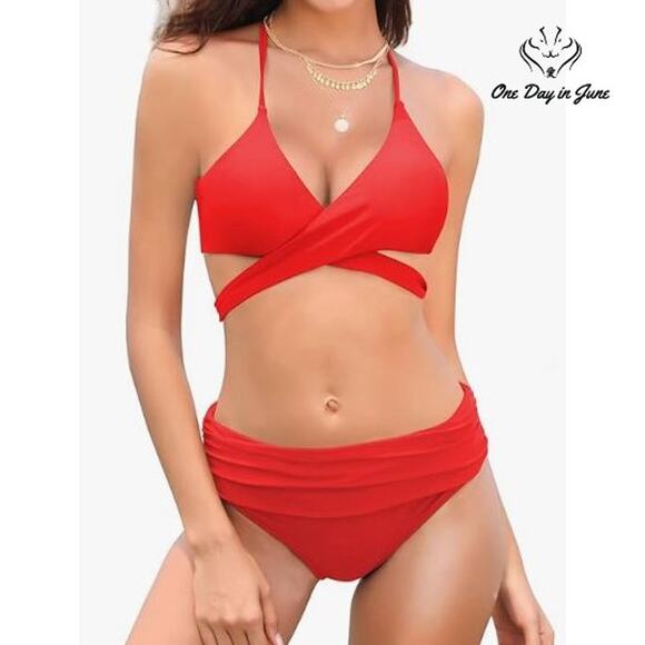 Fizili Push Up Criss Cross Foldover Bikini Size L - Picture 1 of 4